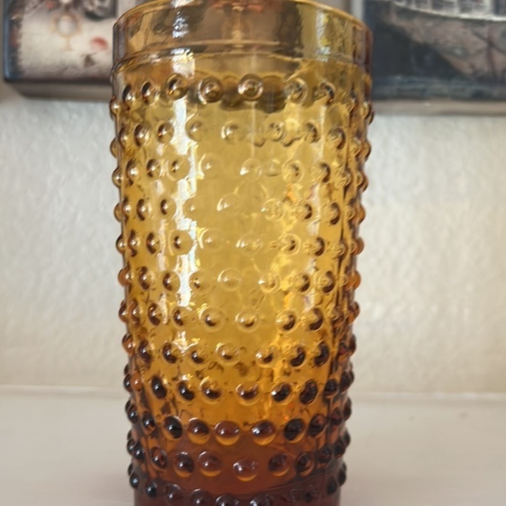 Zrike Amber‎ Hobnail Tumbler Set Of Glasses Hobnail Set of 4 - Picture 2 of 9
